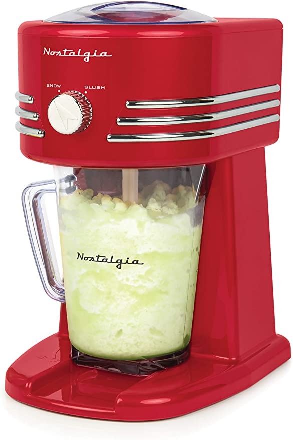 Nostalgia FBS400RDCHL 40-Ounce Frozen Beverage Station Perfect For Slush Drinks, Snow Cones, Margaritas, Daiquiris, Stainless Steel Blades, Cord Storage, Red