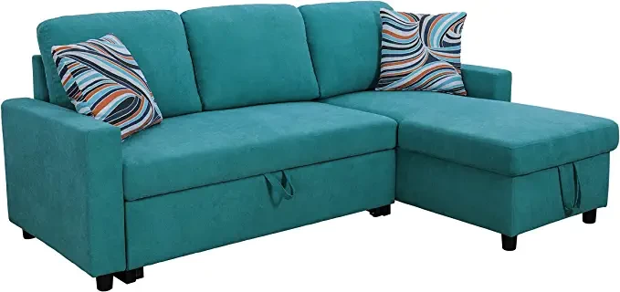 Uhome flannelette loveseat sofa bed (turquoise green)