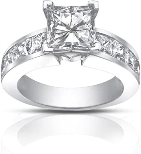 Madina Jewelry 4.50 Ct Princess Cut Diamond Engagement Ring Set in Channel Setting in 14 kt White Gold