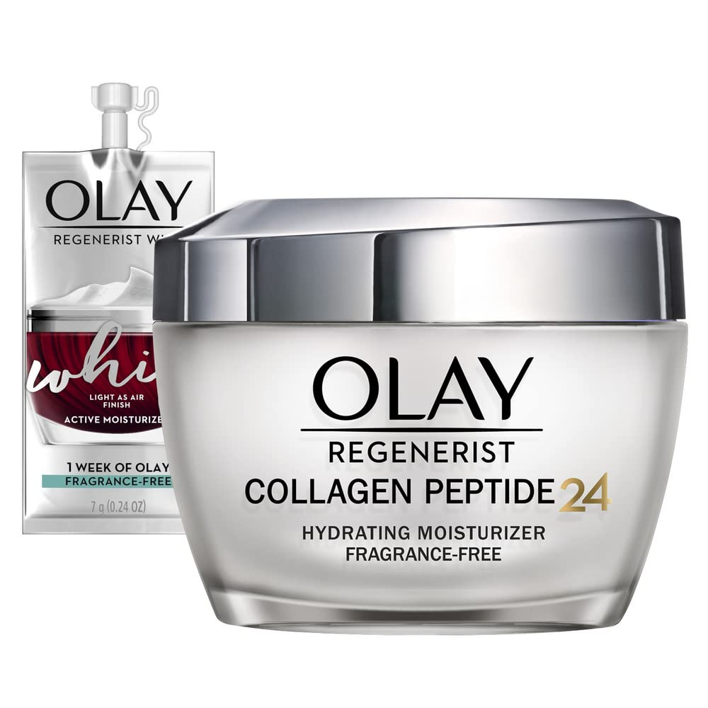 Olay olay collagen peptides 24 moisturizing agent for face with niacinamide, strengthening, against wrinkles, odorless, 1.7 oz with olay whip travel size for dry skin