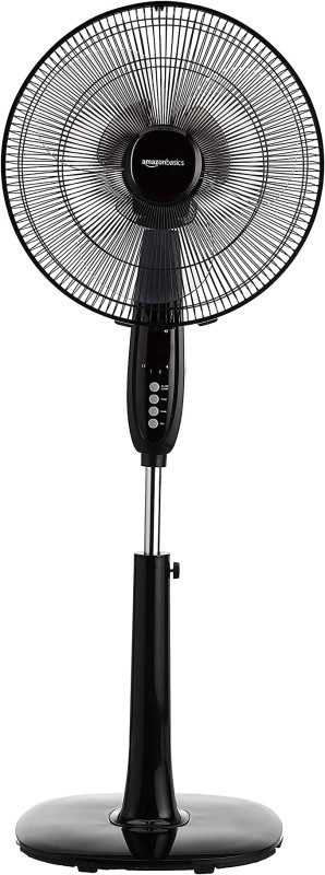 Amazon Basics Oscillating Dual Blade Standing Pedestal Fan with Remote - 16-Inch, Black
