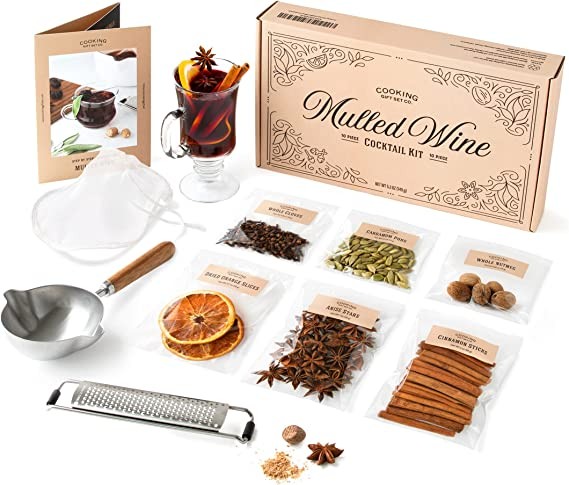 Mulled Wine Cocktail Set | Home Entertaining Christmas Gifts for Women | Wine Gift Baskets, Unique Wine Accessories for Wine Lovers, and Wine Gifts for Women Who Have It All