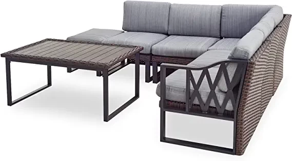 Patiofestival street furniture, set of 7 patio items, modular seats, braided sets for seats with thick olefin pillows