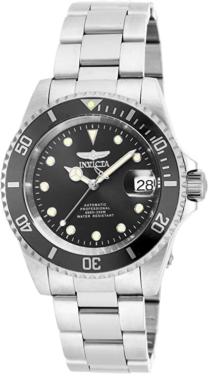 Invicta Men's 17044 Pro Diver Analog Display Japan Automatic Silver Watch, Black // White, 17044