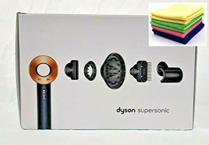 Premium Dyson Supersonic Hair Dryer Limited Gift Set Edition: Fast Drying, Controlled Styling, Powerful, Low Noise, Light Weight, Engineered for Different Hair Types w/One Maxitek Microfiber Cloth