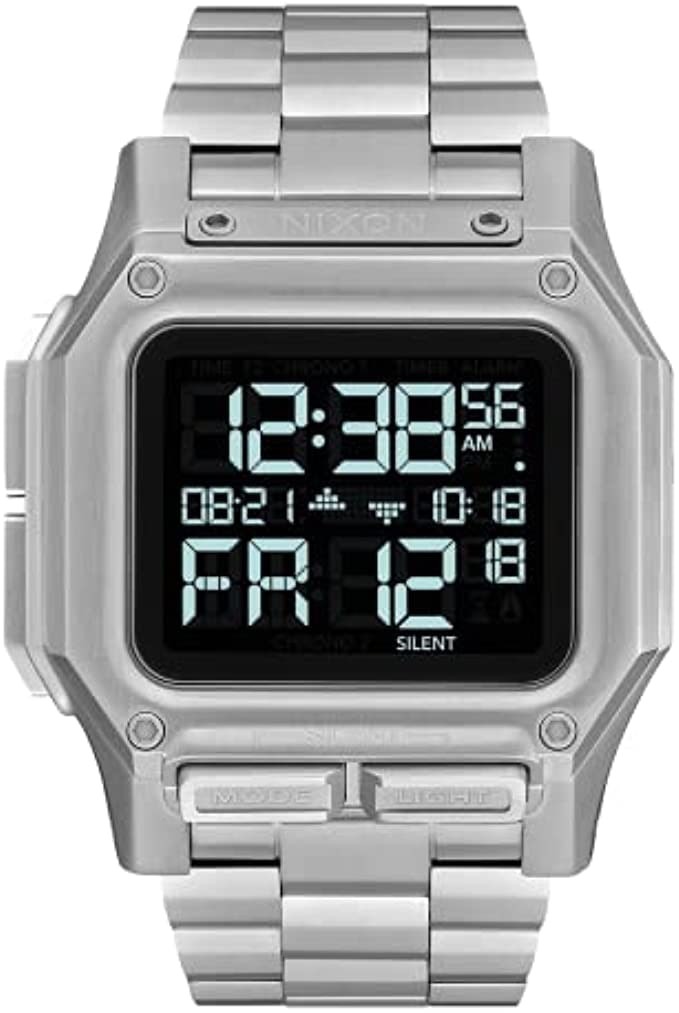 NIXON Regulus SS A1268-100m Water Resistant Men's Digital Sport Watch (46mm Watch Face, 29mm-24mm Stainless Steel Band)