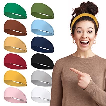 LOTUS78 Women's Headband 12-Piece Women's Headband Soft Fabric Headband Women's Elastic Sweatband Stylish Women's Headband Elegant Headband - Bohemian Headband for Workout and Yoga (Feeling Icon)