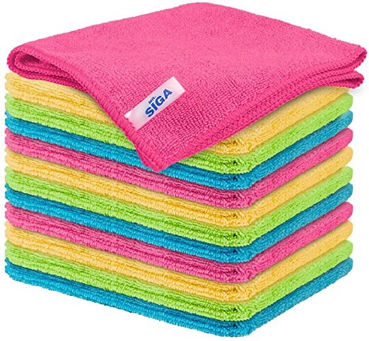 MR.SIGA Microfiber Cleaning Cloths, Pack of 12, Dimensions: 12.6" x 12.6"