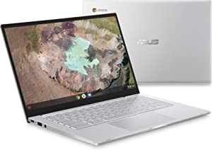 ASUS Chromebook C425 Clamshell Laptop, 14" FHD 4-Way NanoEdge Touch Screen, Intel Core m3-8100Y Processor, 4GB RAM, 128GB eMMC Storage, Backlit KB, Silver, Chrome OS, C425TA-AS348FT
