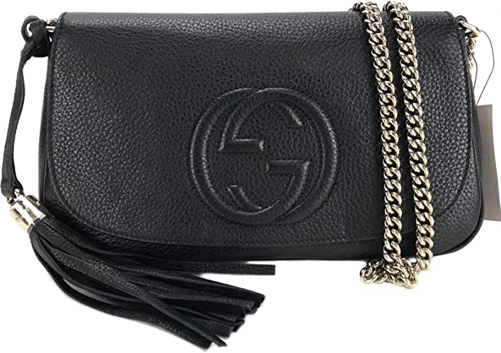 Gucci Soho leather flip shoulder bag with black and gold tassel new authentic