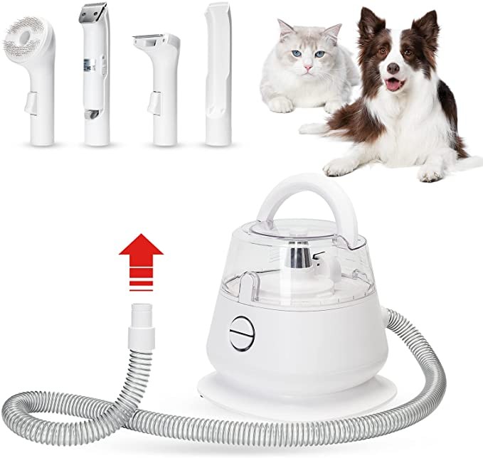 Goawuao Dog Grooming Kit, Dog Hair Vacuum Supplies, Pet Cat Grooming Vaccuum with Brush Clipper Deshedding Cleaning Brush, Professional Pet Salon