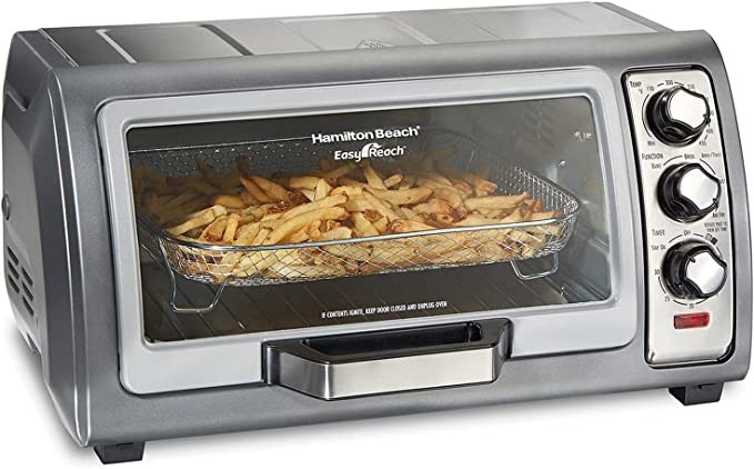 Hamilton Beach countertop toaster, easy access, roll-top door, 6 pieces, convection (31123D), silver