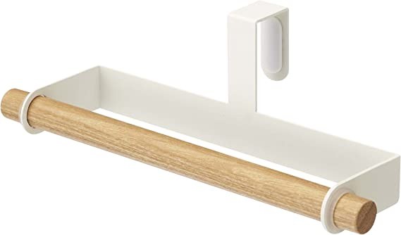 YAMAZAKI Cabinet Door Bowl Household Towel Hanger | Steel+Wood | Kitchen Storage Rack One Size White