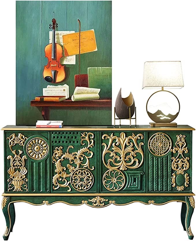 n/a Entrance Cabinet Solid Wood Hallway Partition Hall Cabinet European Entry French Sideboard Cabinet (Color : A, Size : 155cm) Brand: DLVKHKL