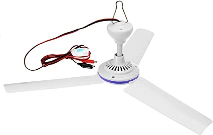 12V Portable Ceiling Fan SENREAL19.7” Mini Hanging Ceiling Fan 3 Leaves Hanging Camping Tent Fans for Outdoor Gazebo Battery Powered Ceiling Fan Silent Design
