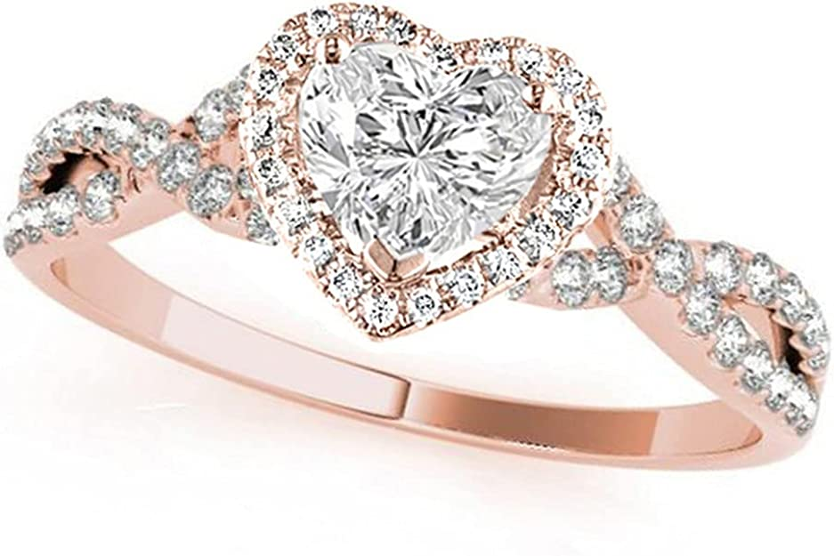 Twisted Heart Diamond Engagement Ring in 14k Yellow Gold (1.50 ct)