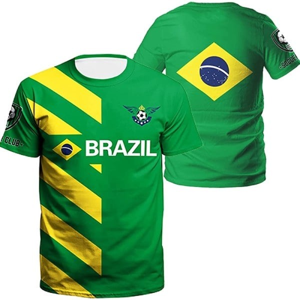 Brazil Football Shirt 2022 World Cup Fans Men's Flag Print Football T-Shirt