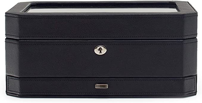 WOLF Windsor Heritage 10-piece watch box with drawers, black/grey