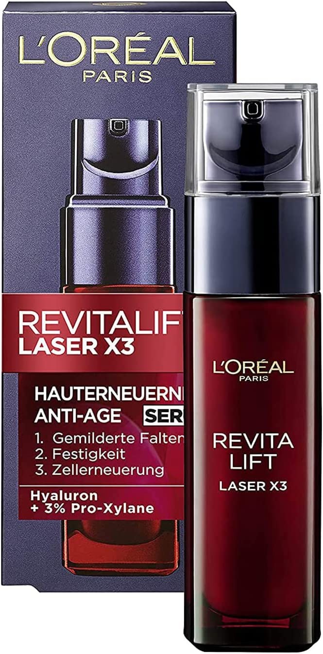 L'Oréal Paris Revitalift Laser X3 Age-Defying Hyaluronic Acid Face Serum, Triple Action, 30ml