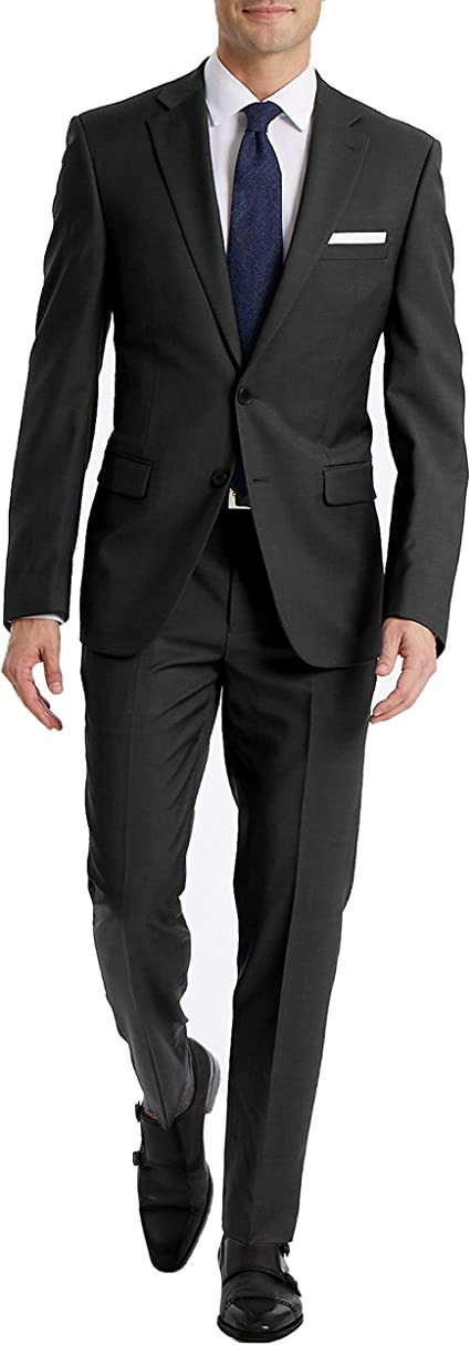 Calvin Klein Men's Slim Fit Suit Partition, Solid Charcoal, 40 Regular, Charcoal, 40
