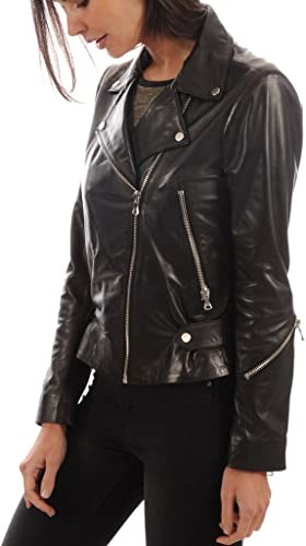Captain Corey women's leather jacket, motorcycle pilot one-ton steep black women's leather jacket,