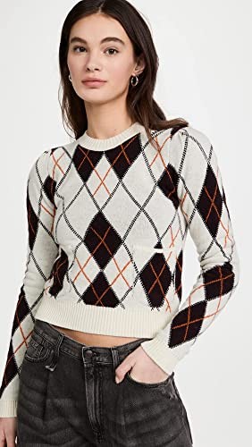 Ganni harlequin women's shortened knitting sweater