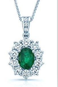18K White Gold 1-1/10 Cttw white-diamond and Gemstone 7/8" Pendant on 17" Chain (H-I Color, VS1-VS2 Clarity white-diamond) - Choice of Gem Colors