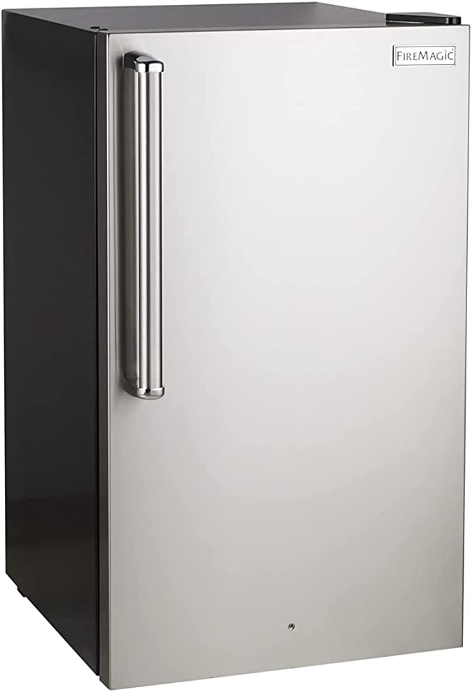 Fire Magic 20-Inch 4.0 Cu. Ft. Premium Right Hinge Compact Refrigerator - Stainless Steel Door/Black Cabinet - 3598-DR