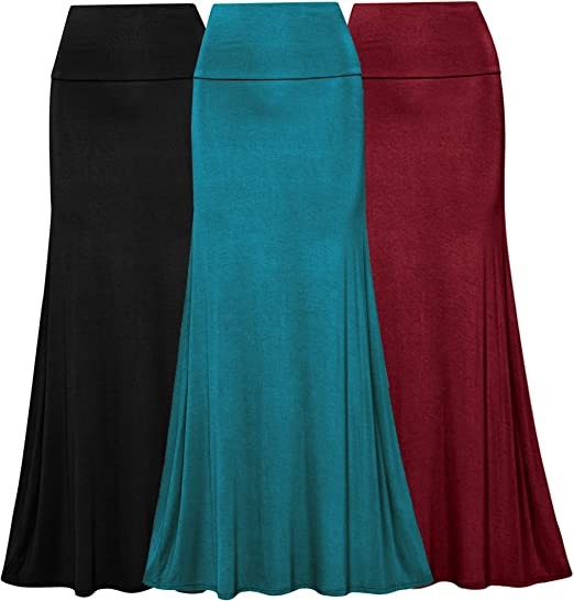 Free to Live - 3-piece women's folding floaty high-rise maxi skirt - flared style, and floor