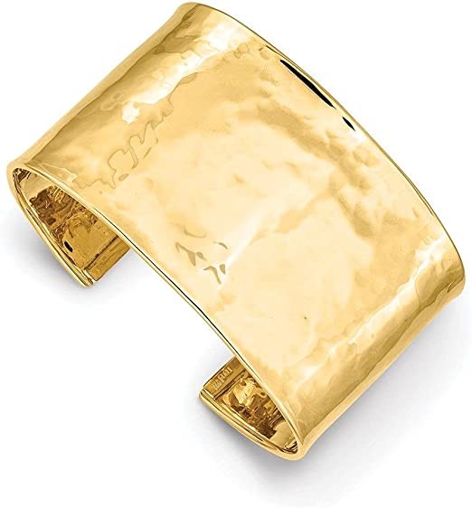 Jewelry-14k 37mm Hammered Polished Cuff Bangle