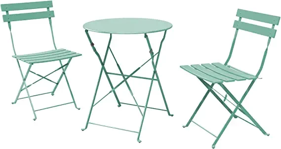 Grand patio premium steel patio bistro set, folding outdoor patio furniture set, folding patio table and chairs with 3 items, mint green