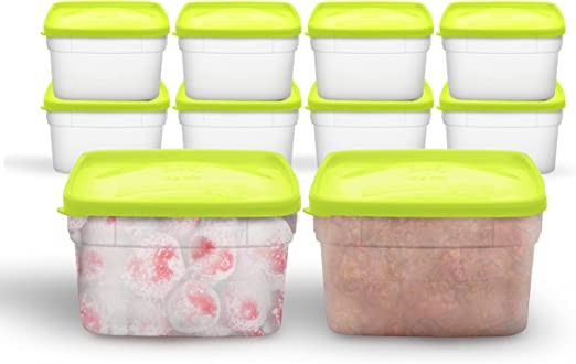 Arrow Home Products 1 Pint Freezer Containers for Food Storage, Pack of 10 with Lids - Made in the USA Reusable Plastic Food Storage Containers with Lids - Prepare, Store and Freeze - BPA Free and Dis