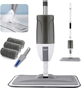 Spray Mop for Floor Cleaning, Floor Mop with Refillable Spray Bottle and 2 Washable Pads, Flat Mop for Home Kitchen Hardwood Laminate Wood Ceramic Tile Floor Cleaning (600ml)