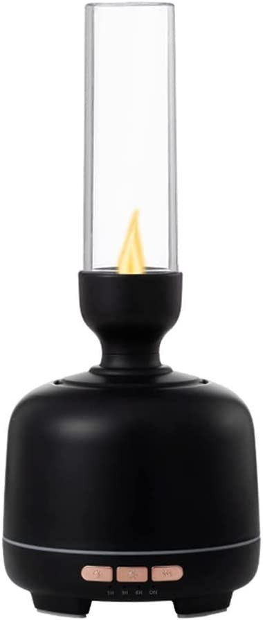 LOUYK Electric Aroma Essential Oil Diffuser Air Humidifier Ultrasonic Candle Lighting Lamp Mist Maker Home (Color : Black, Size : EU)