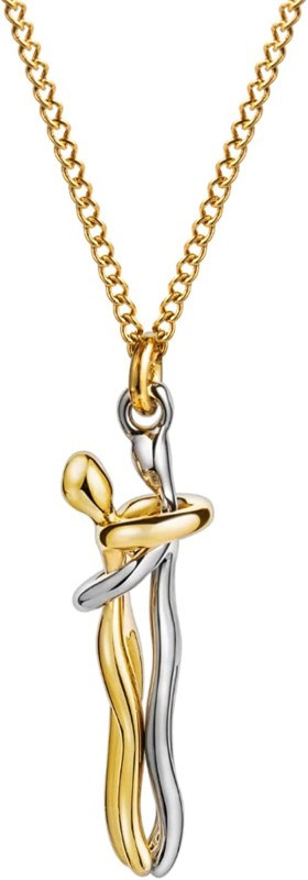 Love & Crafted Gold Hug Couple Necklace Perfect Matching Necklace for Women or Men Couple Jewelry Gift, Brass, No Stones