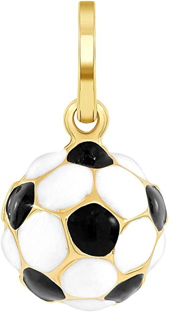 14k gold black and white enamel 3d classic football suspension