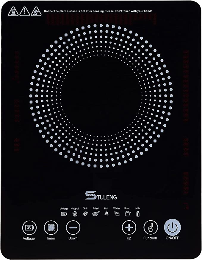 STULENG Electric Stove, Portable 1300W Infrared Single Burner Sensor Touch Control, 11 Inch Single Hot Plate Cooktop for Dorm Office Home Camp, Compatible w/All Cookware