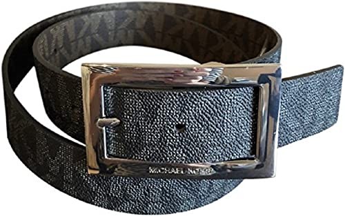 MICHAEL KORS Women's Rectangular Buckle Double Sided Black Brown LOGO Belt Oversized