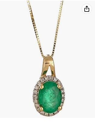 Gin & grace pendant made of 14-carat yellow gold with natural zambian emerald and natural diamonds