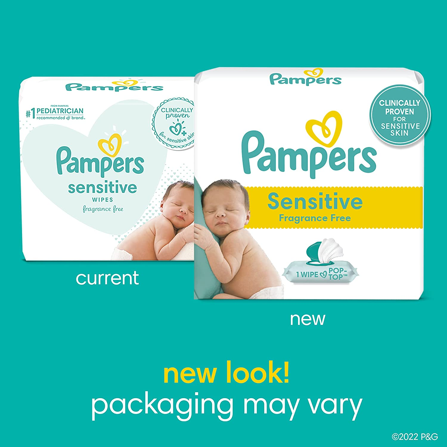 Ampers Pampers Sensitive Water-Based Baby Diaper Wipes, Allergy-proof, fragrantless,8 Pop-Top packs with 4 replacement packs, 864 wipes for dispenser bathtub (Packaging may vary)