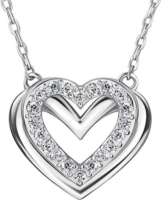 DSC Heart Necklace 18k Gold plated Heart Necklace for Women A Pendant for Special Occasions Embellished with Premium Grade Crystal from Austria Makes a for Great Gift for that Special Someone Designed