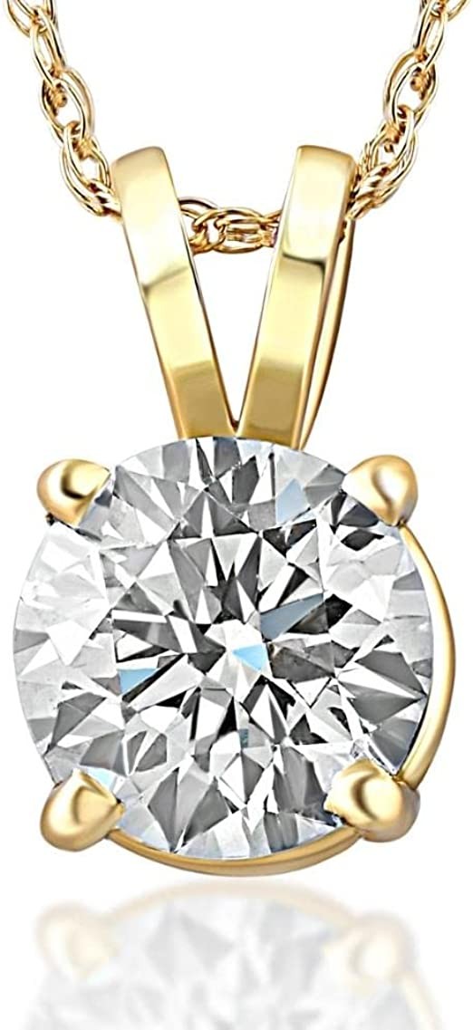 Certified 2.10ct Diamond Solitaire Pendant 14K Yellow Gold Necklace (KL/VS)