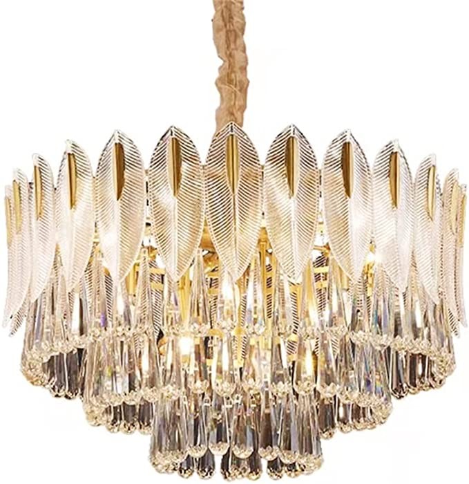 SMLJLQ Crystal Chandelier Light LED Living Dinning Room LED Hanging Light Chandelier Bronze Golden LED Chandelier Droplight (Size : 80cm)