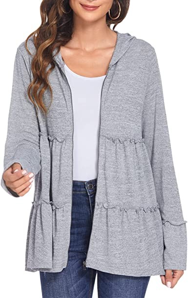 DEESHA women's full zipper hoodie pleated pleated layered pleated hoodie jacket jacket long sleeves