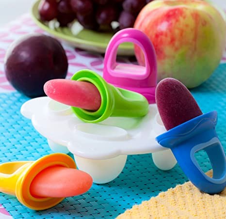 Nuby Garden Fresh Fruitsicle Frozen Pop Trays, Multicolor 1 Set of 4 Handles