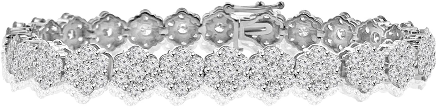 Madina Jewelry 10.65ct Ladies Round Cut Diamond Tennis Bracelet (G Color SI-1), 14 Kt White Gold