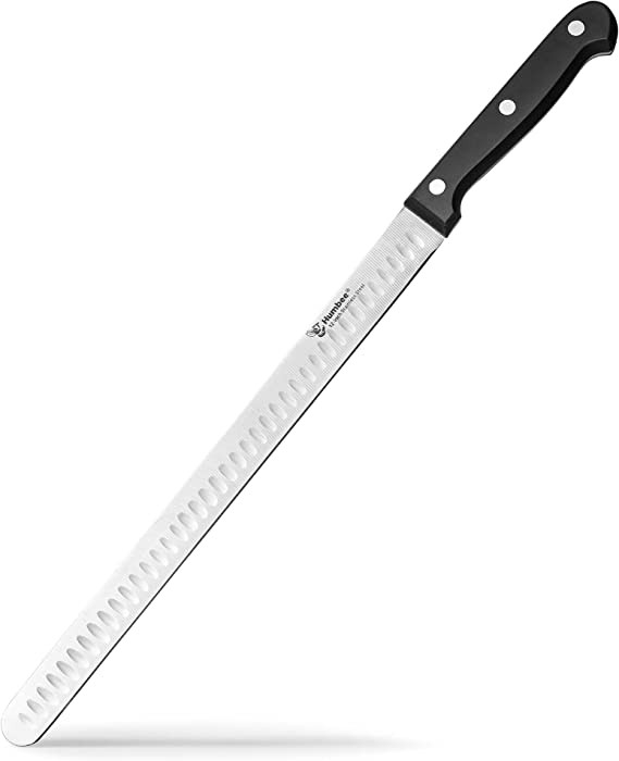HUMBEE Chef Carving Knife with Glanton Edge for Home Kitchen Carving Knife 30.48cm Black