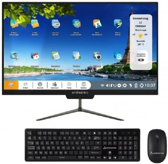 Ordissimo all-in-one 24" clara2 all-in-one/computer workstation 60.5 cm (23.8 ") 1920 x 1080 pixels; Intel pentium n5030 1.1 GHZ; Ram 6 gb; DDR4-SDRAM;  256 gb SSD; Wi-fi 5 (80 2.11 acres); Black and 