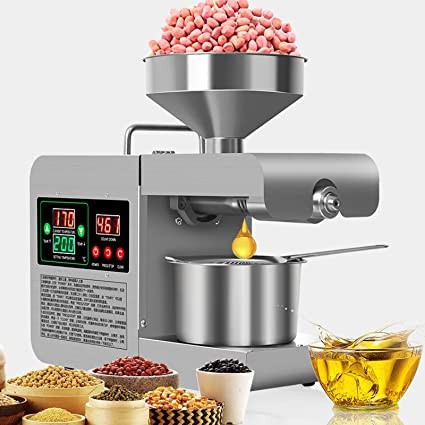 Electric Oil Press, Stainless Steel Kitchen Oil Maker, Cold Hot Press 40-240℃ Temperature Adjustable, Automatic Organic Oil Extractor, Intelligent Seed Oil Mill for Commercial Home Use