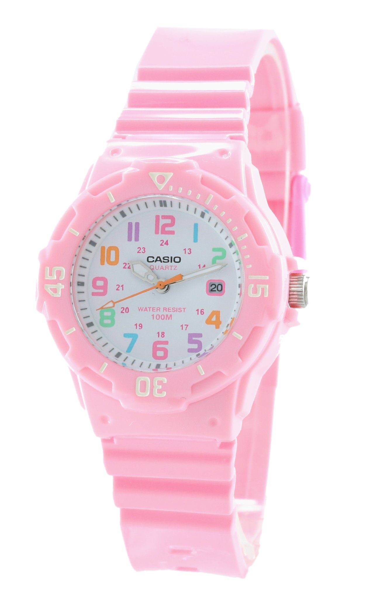 Women's LRW-200H-4B2 Pink Resin Band with White Dial Watch